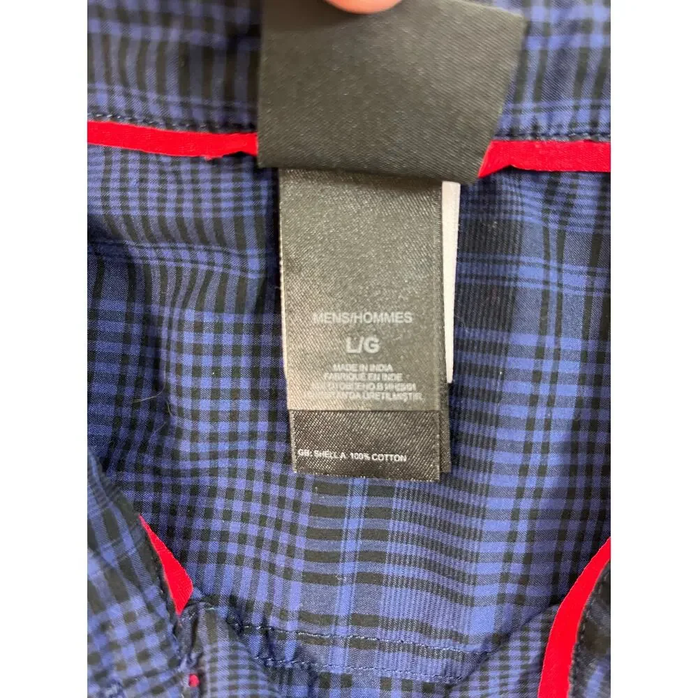 The North Face Mens Button Up Shirt L Long Sleeve Pocket Plaid Flannel Dark Blue